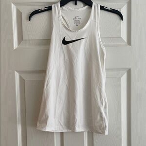 Nike White Dri-FIT Athletic Tank with Black Swoosh